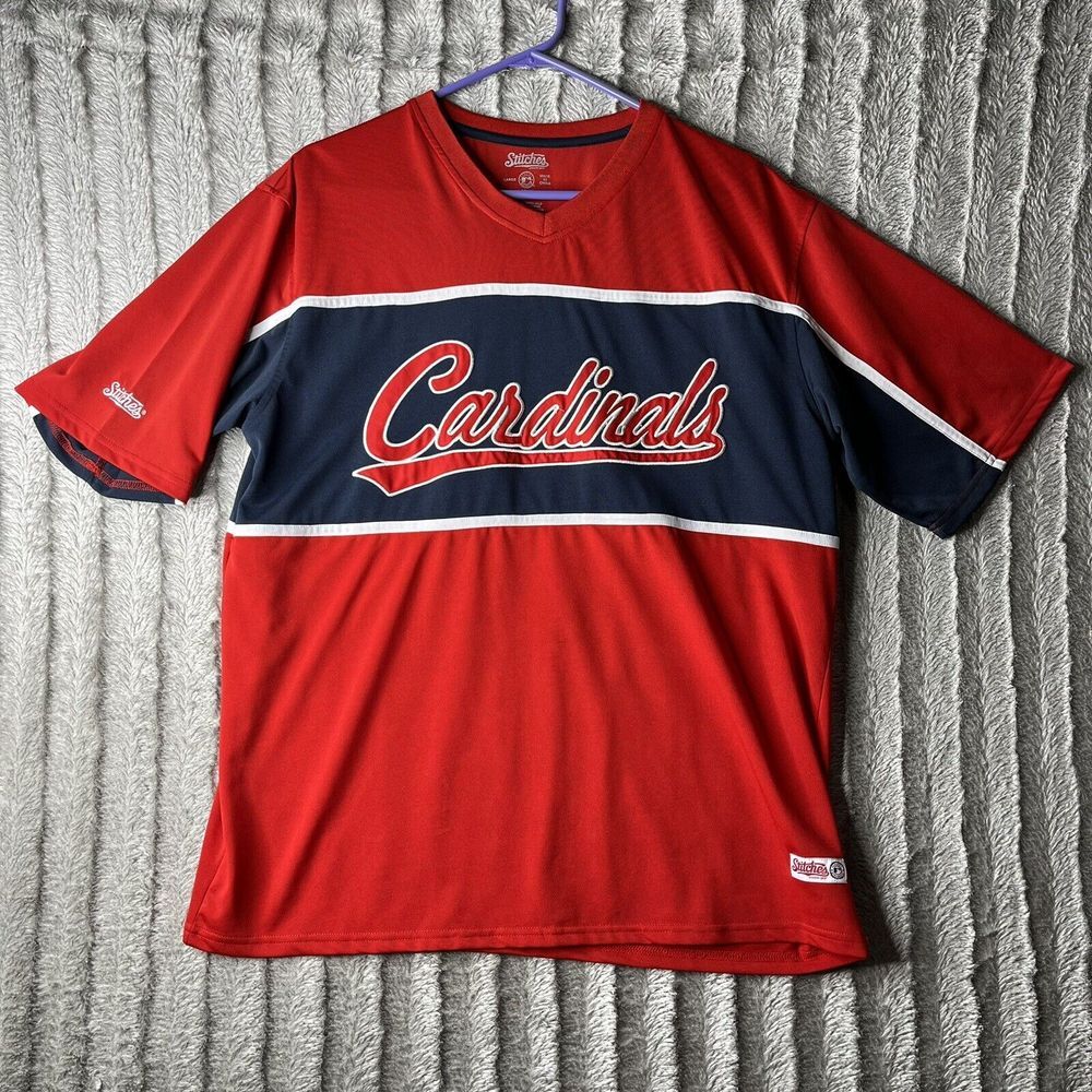 St. Louis Cardinals‎ Stitches T-shirt Mens L Embroidered Red Short Baseball